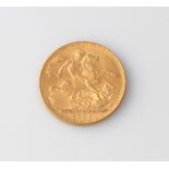 A Victoria 1896 gold full sovereign coin, very fine condition.