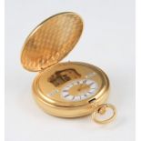 A Boegli gold plated crown wind full hunter pocket watch with Reuge Mozart musical movement, the