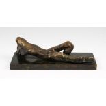 IVOR ABRAHAMS R.A. (1935 – 2015) A patinated bronze sculpture of a reclining figure, mounted on