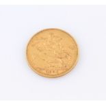 A Victoria 1880 Melbourne mint gold full sovereign coin, fine condition.