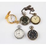 A lot to include a gold plated Helvetia crown wind full hunter pocket watch, the white enamel dial