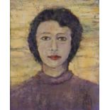 Framed, indistinctly signed, 20th Century Russian School, oil on board, bust length portrait of a