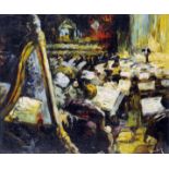 RONALD OSSORY DUNLOP R.A. (1894 - 1973) Framed, signed, oil on board, theatre interior scene showing