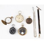 A lot to include an 18ct yellow gold cased key wind pocket watch, the once gold-tone dial having