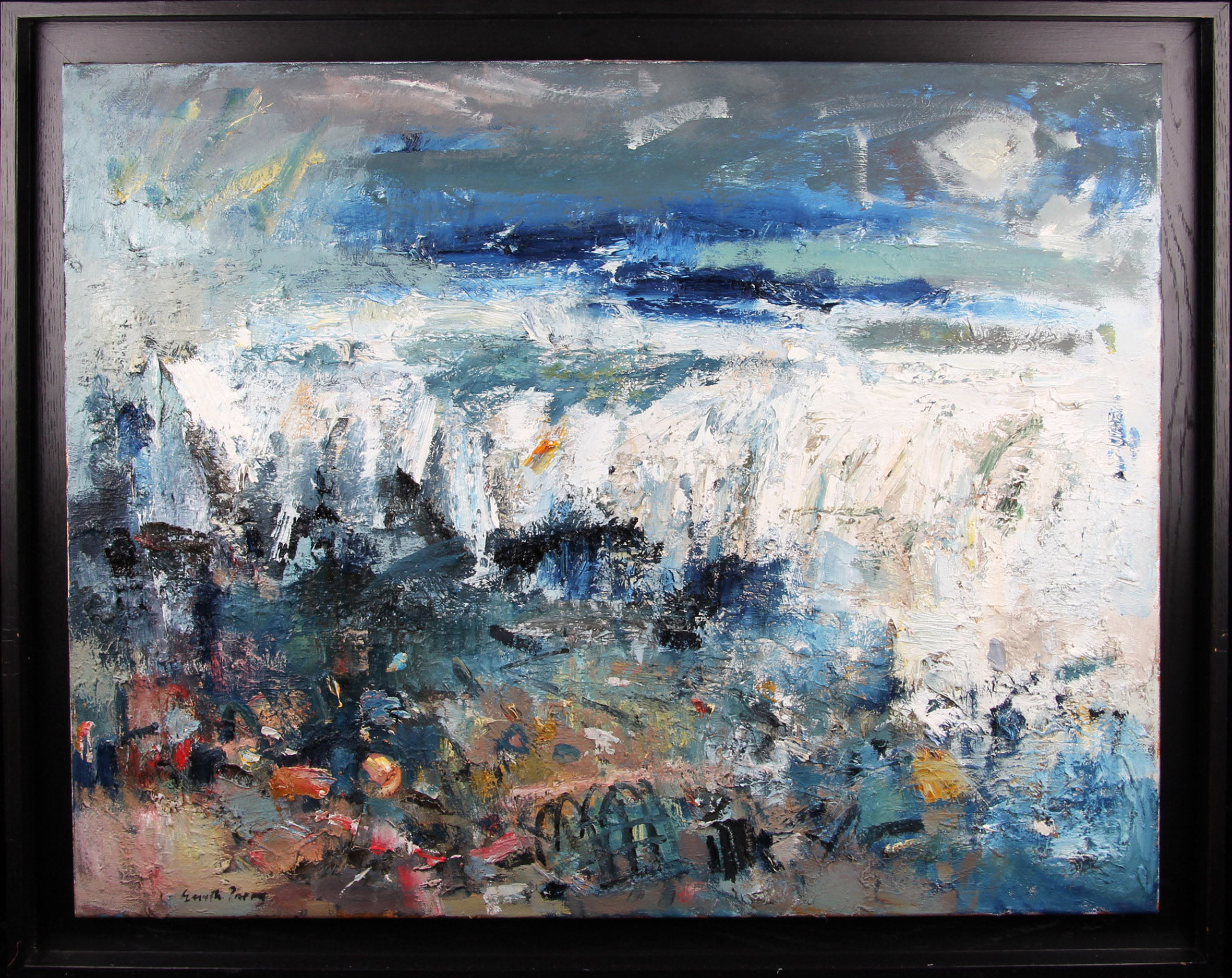 GARETH PARRY R.C.A. (1951) Framed, signed, oil on canvas, titled verso 'Breaking Waves', - Image 2 of 3