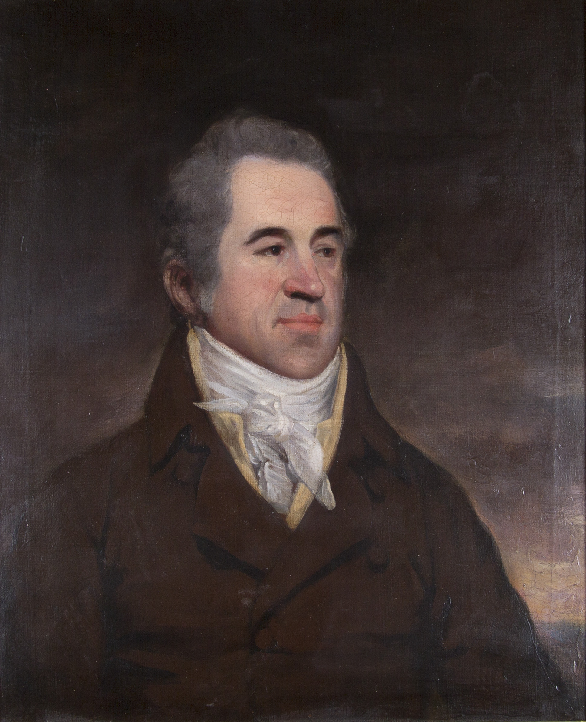 Framed, unsigned, oil on canvas, English School, bust length portrait of a Regency gentleman in