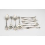 A lot to include five silver forks, all of fiddle design, all having engraved monogram to