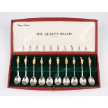 A set of ten silver gilt spoons commemorating the 'Silver Wedding 1947 - 1972', each spoon featuring