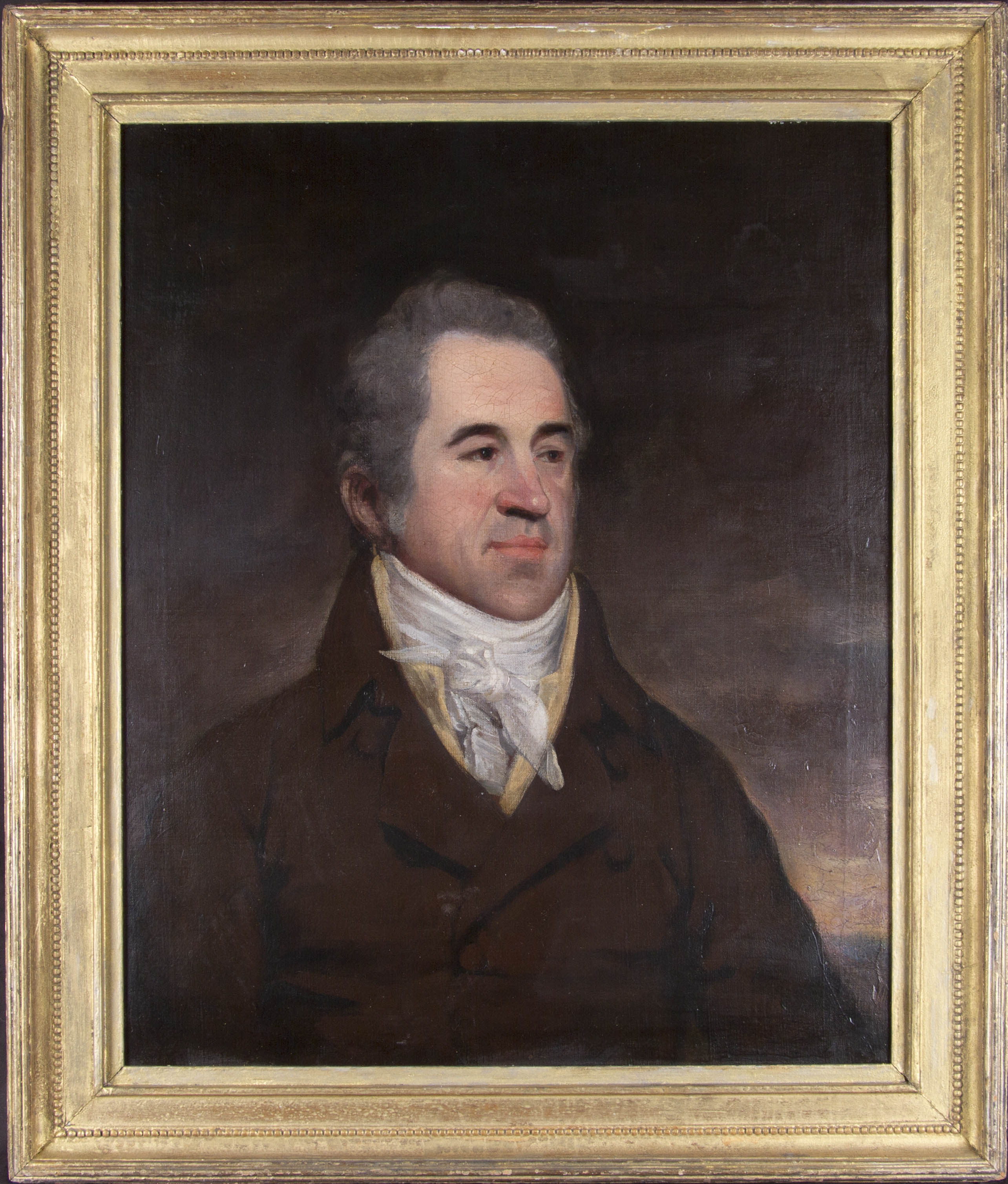 Framed, unsigned, oil on canvas, English School, bust length portrait of a Regency gentleman in - Image 2 of 2