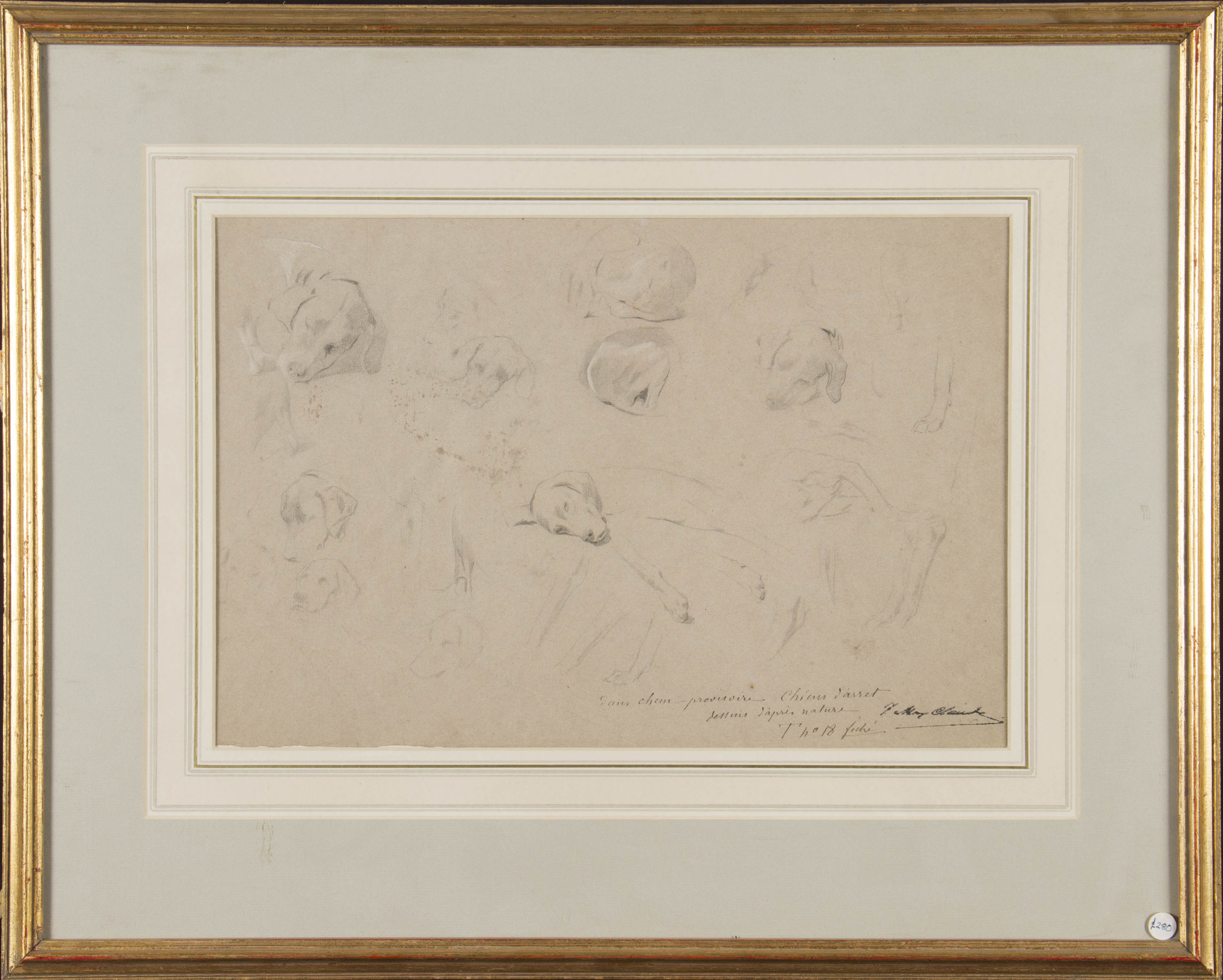 JEAN MAXIME CLAUDE (1824 - 1904) Two framed, signed, French School, pencil sketches on paper, - Image 4 of 4
