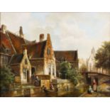ROBERTO. Framed, signed, 20th Century Dutch School, oil on panel, Dutch canal scene with figures