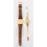 A 9ct yellow gold cased Delvina ladies wrist watch, the gold-tone dial having hourly baton