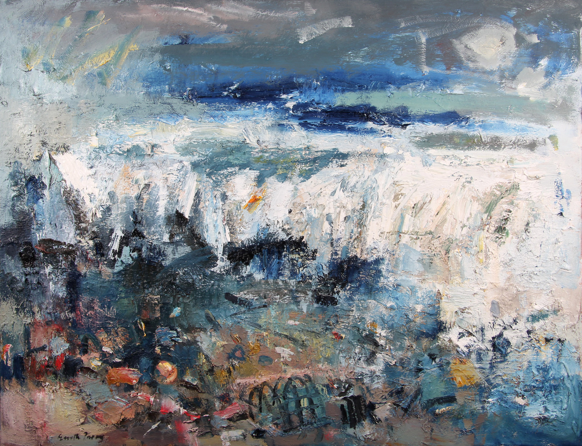 GARETH PARRY R.C.A. (1951) Framed, signed, oil on canvas, titled verso 'Breaking Waves',