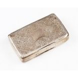 A George III silver snuff box, lid and base engraved with repeat floral design, lid having octagonal