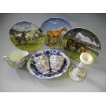 Three Spode plates of equestrian scenes together with a part Shelley 'Summer Glory' tea set, etc.