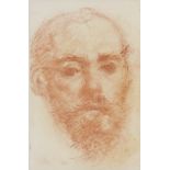 ERNEST COLE (1890 - 1980) Framed, signed, red crayon on paper, head study of a bearded man,