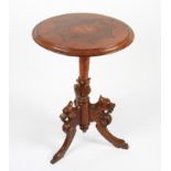 A Victorian circular occasional table with multi pointed inlaid design to top with turned centre