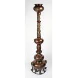 A 19th Century Japanese bronze floor standing incense burner with cast and engraved decorations to