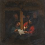 Framed, unsigned, 19th Century Dutch School, oil on canvas, figures singing from a sheet of music by