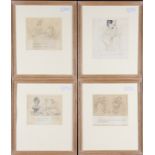 Circle of DONALD FRASER GOULD MCGILL (1875 - 1962) Four framed, unsigned, pencil sketches on