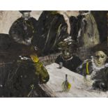 Circle of JACK BUTLER YEATS R.H.A. (1871 - 1957) Unframed, unsigned, oil on board, inscribed