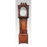 A 19th Century oak and mahogany long case clock, body having inlaid decoration to the front with