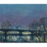 SYDNEY JOSEPH IREDALE (1896 - 1967) Framed, signed, oil on board, Thames evening scene, showing city