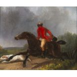 Framed, unsigned, 19th Century English School, oil on canvas, 'On the Scent', foxhunting scene