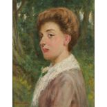 DAVID W. HADDON (fl.1884 - 1914) Framed, signed, oil on board, bust length portrait of a young