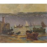 BERNARD NINNES R.B.A., R.O.I. (1899 - 1971) Unframed, signed, oil on canvas, busy St Ives harbour
