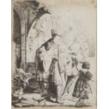 REMBRANDT HARMENSZ. VAN RIJN (1606 - 1669) Framed, signed in plate, etching on paper, Abraham