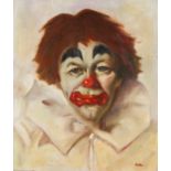 Attributed to ANNE ESTELLE RICE (1879 - 1959) Framed, oil on board, bust length portrait of a clown,