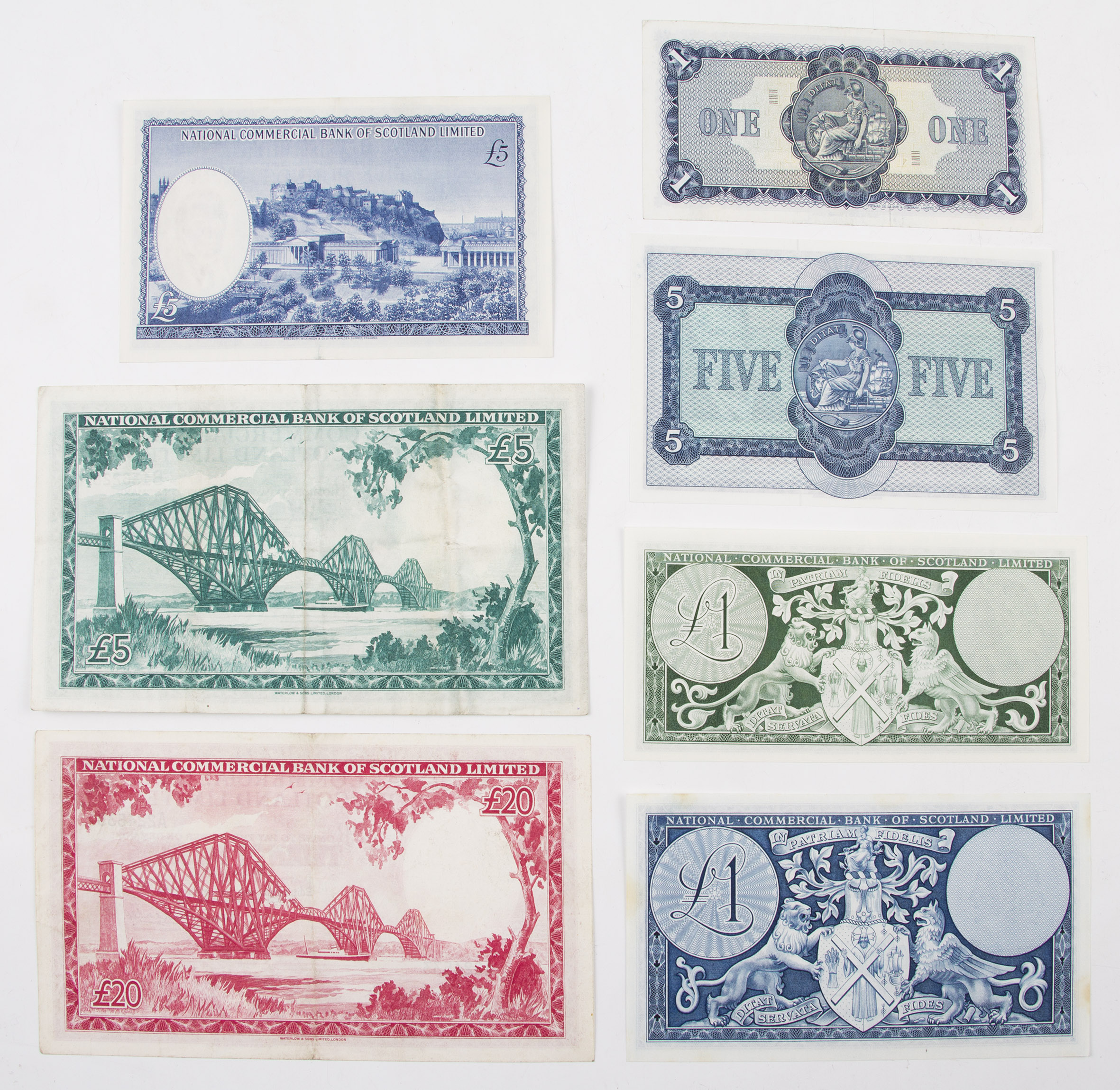 A group of seven Scottish bank notes to include five National Commercial Bank of Scotland Limited - Image 2 of 2