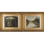 ANNIE E. G. HILL. A pair of framed, signed verso, 19th Century English School, oils on canvas, one