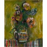 CHOUDHURY. Unframed, signed, dated 61 - 62, Indian School, oil on canvas, still life study of