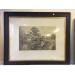 A framed Ernest Walbourn etching titled 'The Church by the River'.