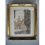 MULLER. Framed, indistinctly signed and inscribed in pencil to margin, hand coloured etching on