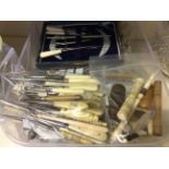 A lot to include a selection of Ivory handled crochet hooks.