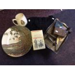 A lot to include a seal skin purse/muff, Doulton plate, Coronation mug and a variety of silver