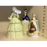 3 Royal Worcester fine bone china figurines.