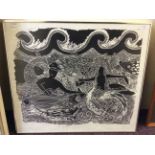 A framed black and white print titled 'Undercurrents', signed Beryl Scott, dated 1996