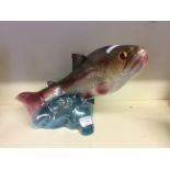 A ceramic Jema Patteny Trout, with painted details.