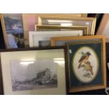 A selection of framed and glazed prints to include various landscapes and portraits of different