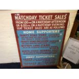 An old Aston Villa match day ticket sign.