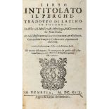 Manfredi Girolamo. Libro intitolato il Perche. Tradotto di latino in volgare... Con la