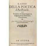 Aristoteles, 1572. Il libro della poetica...tradotto di greca lingua in volgare. In Siena: per Luca