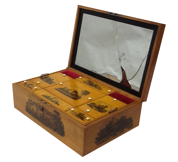 A fine Mauchline ware pen and ink sewing box by C. Stiven , Laurencekirk, circa. 1830,  of