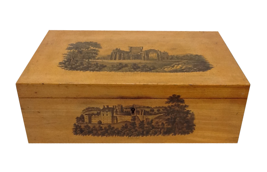 A fine Mauchline ware pen and ink sewing box by C. Stiven , Laurencekirk, circa. 1830,  of - Image 2 of 2