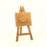 A gilt brass Avery needle packet case, 'Easel', drop front, stamped to reverse 'W. Avery and Son,