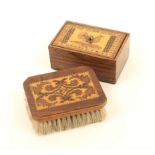Two pieces of Tunbridge ware, comprising; a rectangular rosewood box with inset lid decorated with a